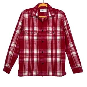 Abercrombie & Fitch Red and Cream Plaid Shirt